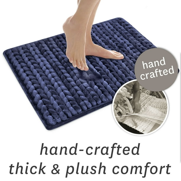 Better Homes Gardens Thick & Plush Braided Bath Rug, Navy, Charcoal