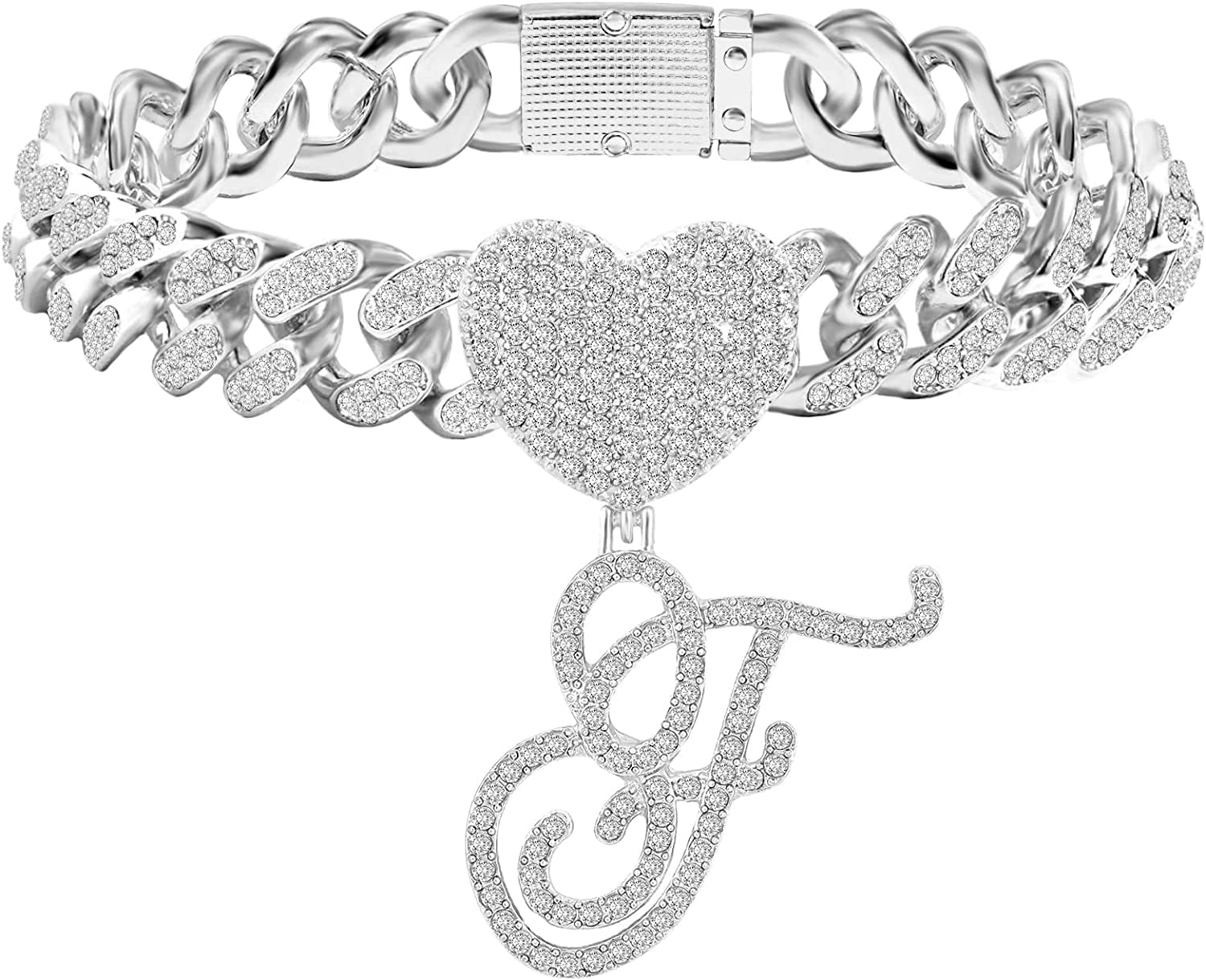 13mm Silver Cuban Link Anklets for Women Cursive Pendant Miami Cuban Link Chain Ankle Bracelets