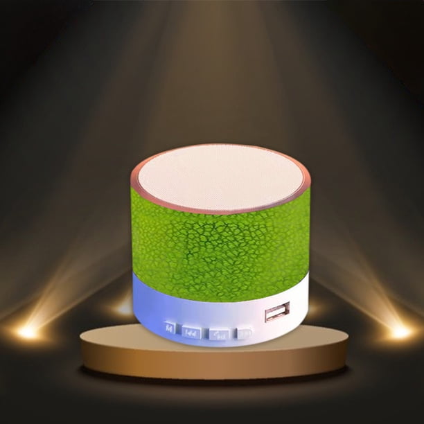 Altavoz Bluetooth pequeño con grietas, subwoofer portátil para exterior, pequeño altavoz inalámbrico, mini altavoz luminoso para escritorio en casa, verde