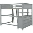 thumbnail image 6 of Full size Loft Bed with Drawers and Desk, Wooden Loft Bed with Shelves - Gray, 6 of 9