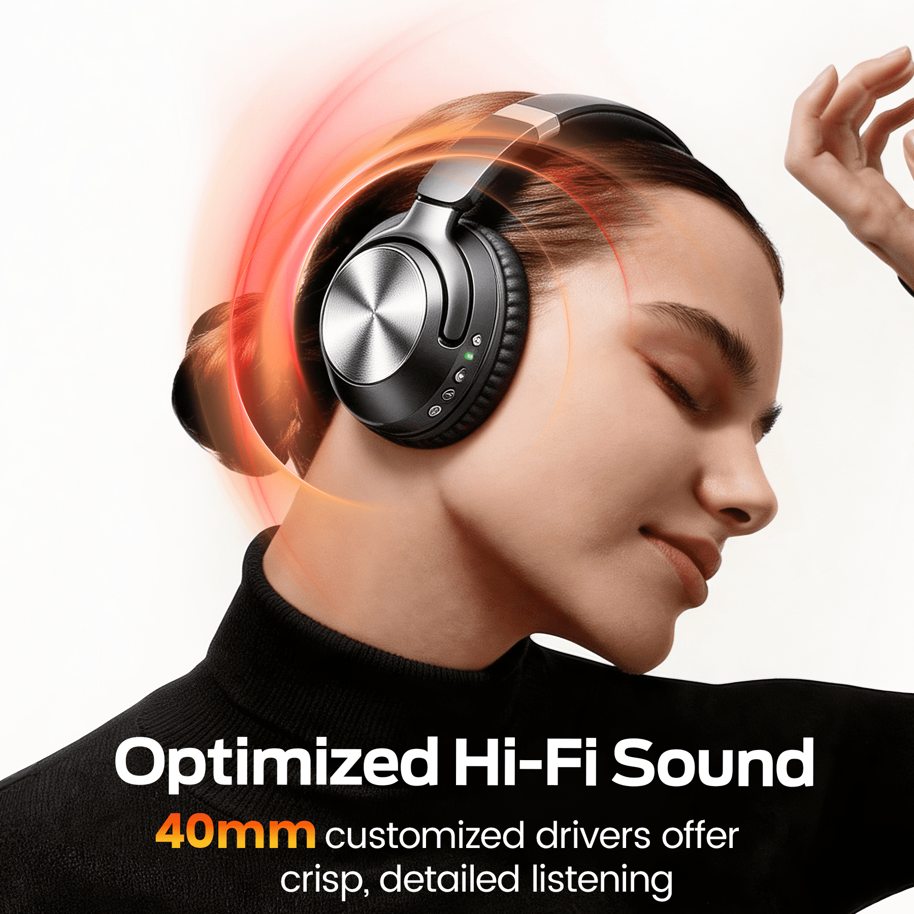Hybrid Active Noise Cancelling Bluetooth Headphones,-56dB Bluetooth 6.0 Over Ear Wireless Headphones with 100H Playtime,Reduce Noise by Up to 95,Deep Bass, Memory Foam Earcups for Home Office Travel