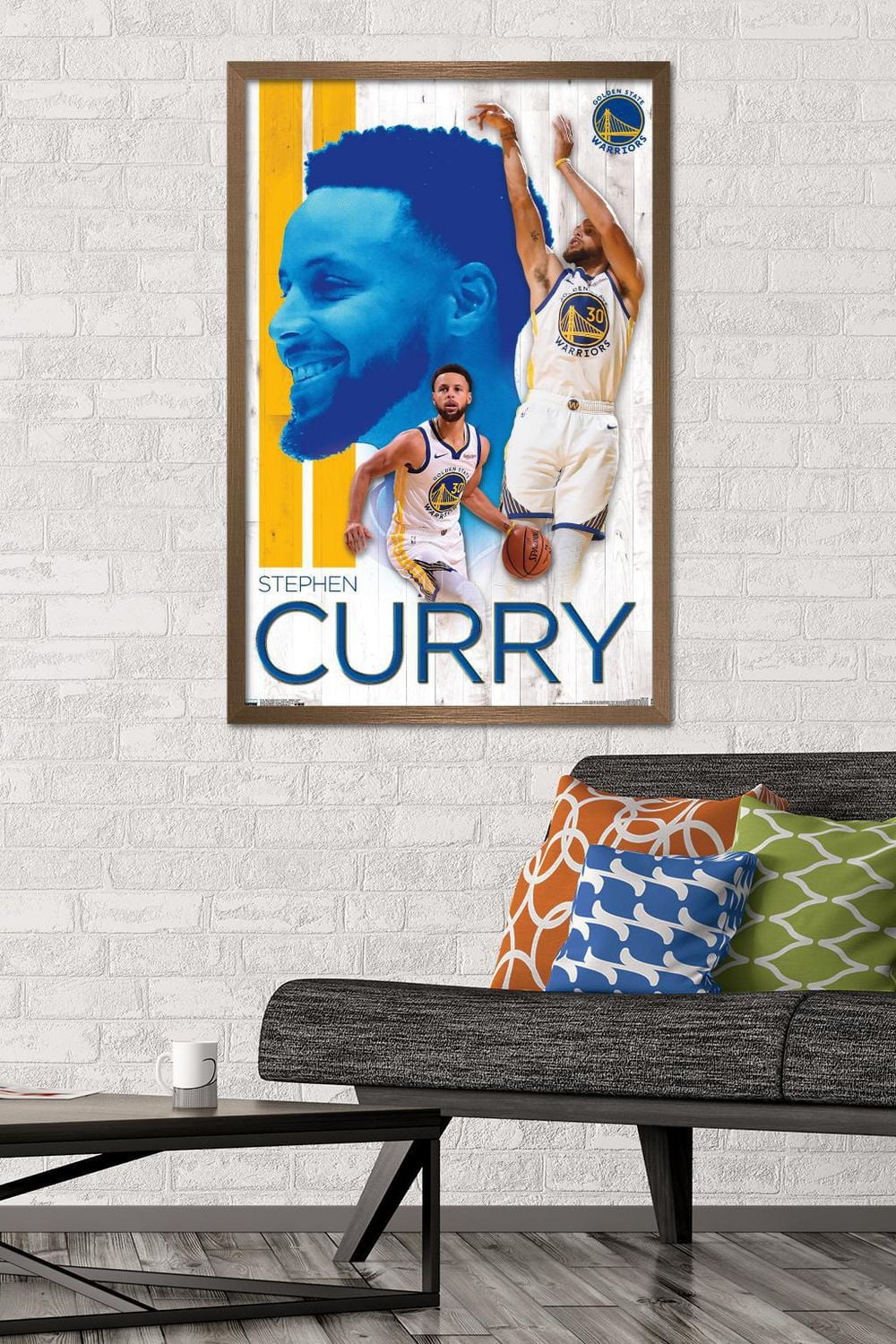 NBA Golden State Warriors - Stephen Curry 19 Wall Poster, 22.375" x 34" Framed