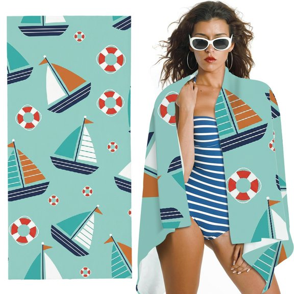 RKSupls Modern Little Sailor Oversized Microfiber Beach Towel, Ultra-Soft Microfiber Suitable for Bathroom, beach, Soft Super Absorbent- 30x60 in