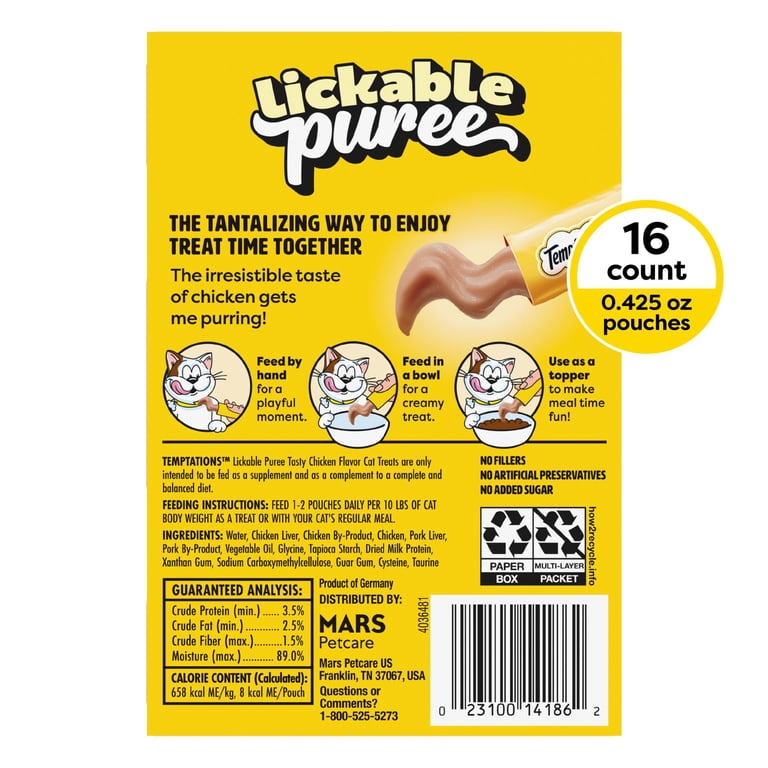 Temptations Creamy Puree Chicken Squeezable Wet Treats, 16 Pack photo 5