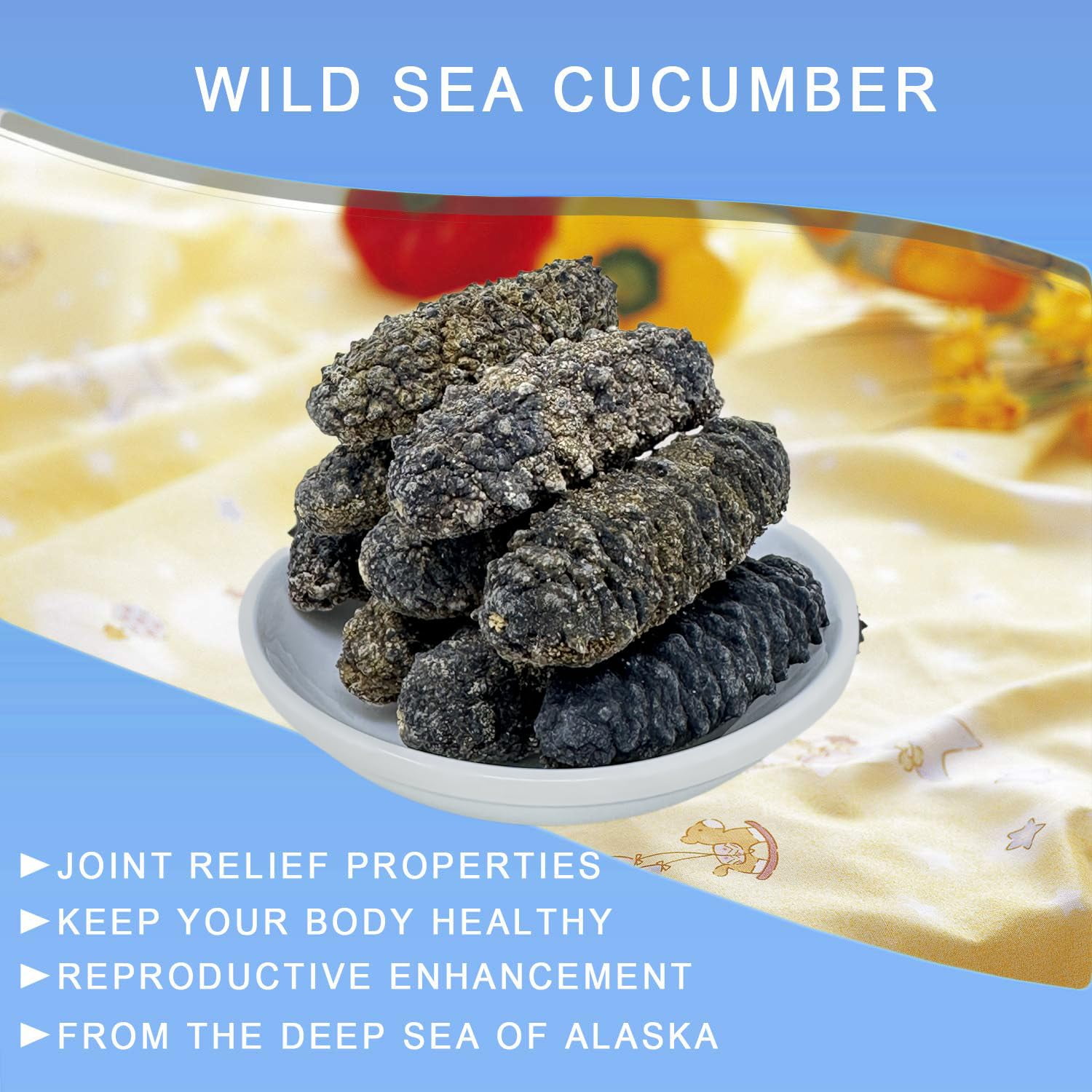 1LB South American Wild Sea Cucumber - 30-50pcs 100% Natural Sun Dried Sea Cucumber Grade AAAA Nutritious Rich In Protein, Vitamins and Minerals Medium Gift Box 1 Pound