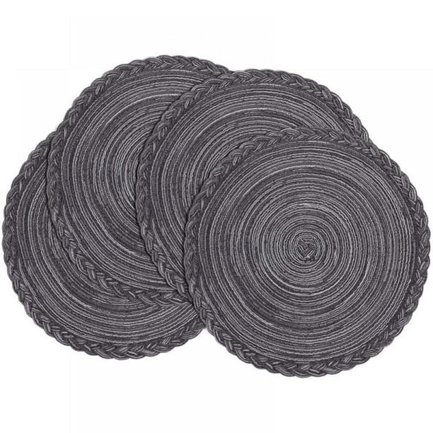 Placemats Set of 4 Braided Round Heat Resistant Cotton 15"/38cm Table