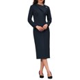 thumbnail image 2 of INSPIRE CHIC Women's Elegant Pencil Dress Lapel V Neck Long Sleeve 2025 Trendy Work Knee Length Dresses L Navy Blue, 2 of 5