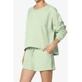 thumbnail image 3 of TheMogan Women's S~3X Cotton Terry Long Sleeve Oversized Top & Drawstring Shorts SET, 3 of 7
