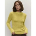 thumbnail image 3 of Women'S Basic Crewneck Sweater Long Sleeve Round Neck Pullover Yellow S, 3 of 6
