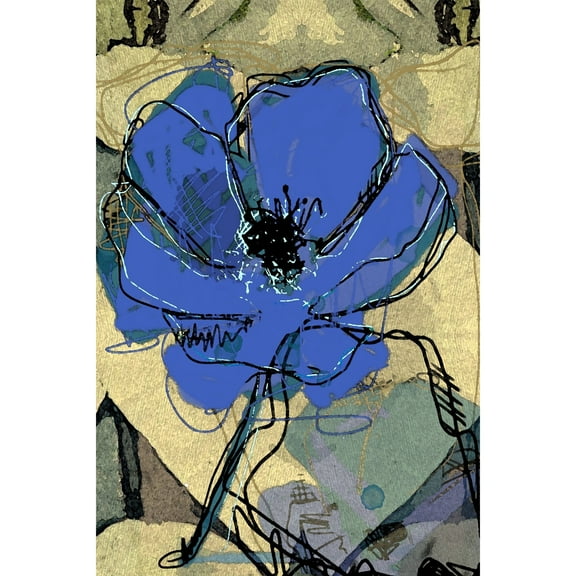 Sketch Ultramarine Painting Print on Wrapped Canvas