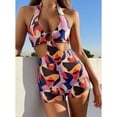 thumbnail image 3 of Traje de baño con anillo de una pieza Sin espalda Talle alto Cuello halter Corte ajustado Traje de baño con anillo de una pieza Estampado L, 3 of 6