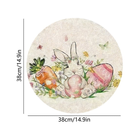 Multicolor Easter-Themed Round Table Placemats Set 15 Inches Heat-Resistant Linen Protection For Party Kitchen Dining Decoration Wrinkle-Resistant & Machine Washable