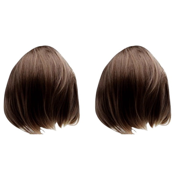 2X Short Straight Wigs Wigs Full Wigs(40cm) Brown Color