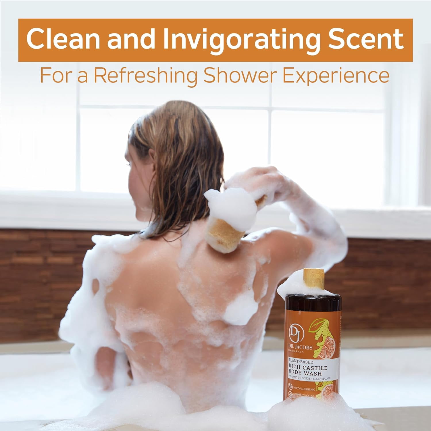 Dr Jacobs Naturals Castile Soap Body Wash Plant Based Liquid Soap, Orange & Ginger 32 Oz 2-Pack