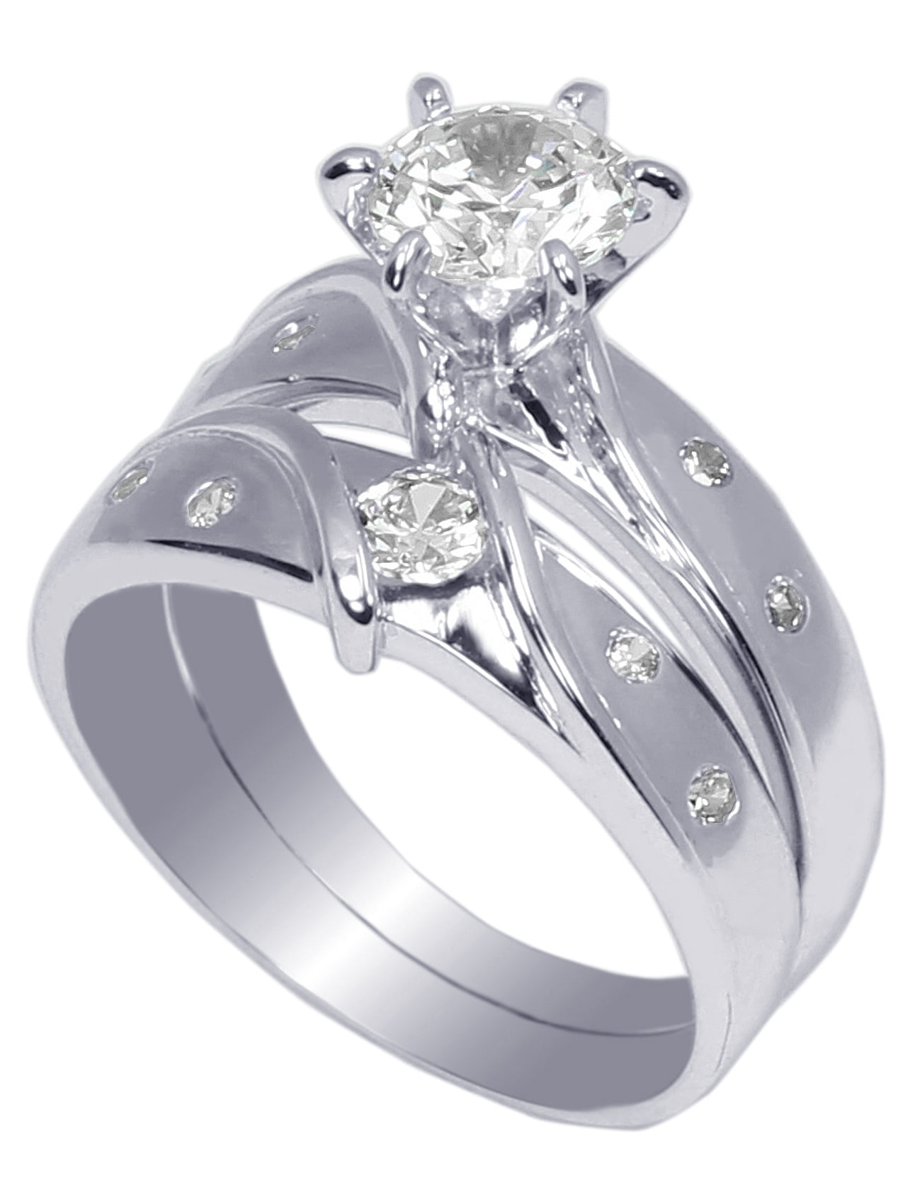 JamesJenny 10K White Gold 0.9ct Round CZ Wedding Solid Solitaire Ring Size 4-10 