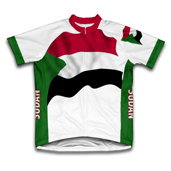 Sudan Flag Short Sleeve Cycling Jersey for Men - Size XS