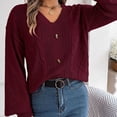 thumbnail image 7 of Ashirexll Pullover Sweaters for Women Winter Sweaters Fashion Casual Button Long Sleeve V-Neck Keeping Warm Outing Knit Sweater, 7 of 7