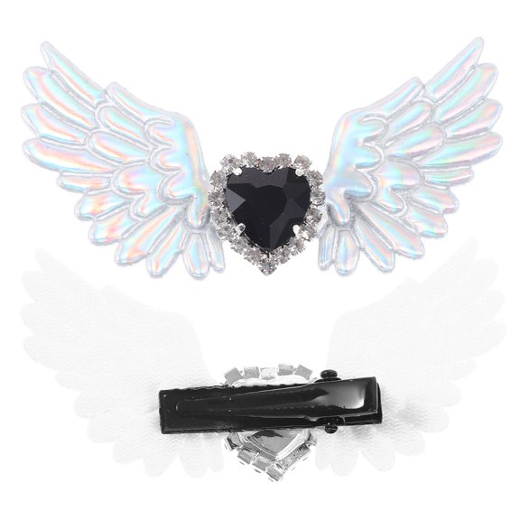 LABSERRON Fabric Angel Wing Shoe Charm Silver 1 Pair 2.8x1.4x0.4in