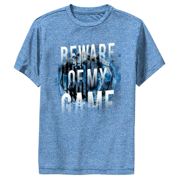 Boy's Lost Gods Beware of My Game Soccer  Performance Graphic Tee Royal Blue Heather Large