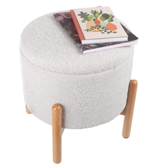 Reposapiés u organizador redondo multiusos otomano de almacenamiento para el hogar con tapa extraíble para sala de estar, dormitorio o apartamento, pequeño, gris