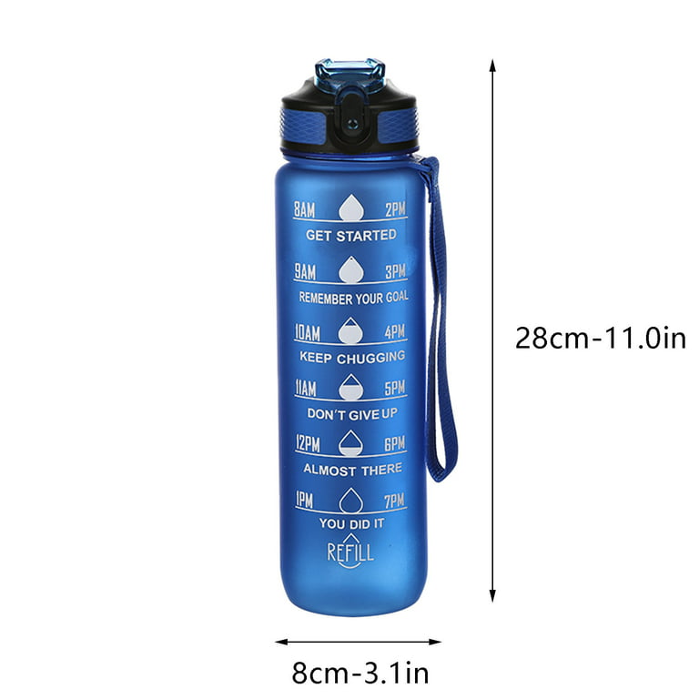 Sdjma Water Bottle Set of 2 with Times to Drink and Straw, Motivational Drinking Water Bottles with Wrist Strap, Leakproof BPA & Toxic Free, for