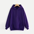 thumbnail image 2 of Mifelio Hoodies for Women, Women's Casual Solid Color Hooded Pocket Long Sleeve Pullover Sweatshirt Sweatshirt for Women Purple L, 2 of 8
