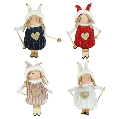 

4 Pcs Sleigh Skiing Girl Christmas Plush Doll Hanging Pendant Christmas Tree