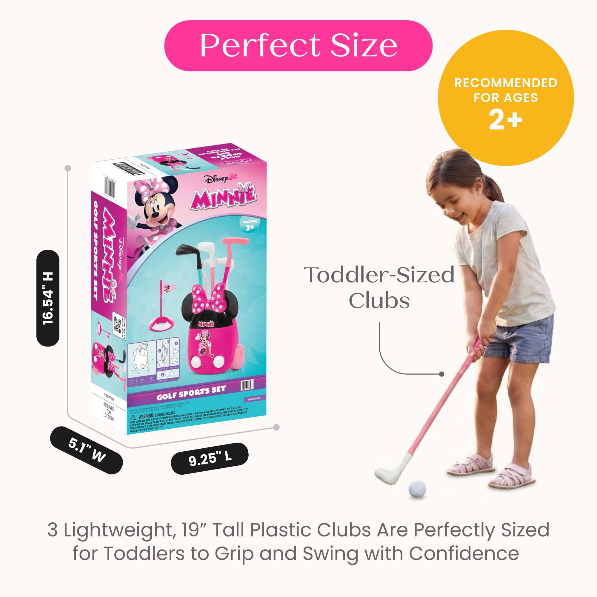 Minnie Mouse Golf Sports Set by Delta Children - 8-Piece Toddler Golf Playset with Wheeled Golf Bag, 3 Clubs, 2 Balls & Putting Hole