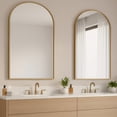 thumbnail image 3 of LIFERECORD 30"x40" Arched Bathroom Mirror, Wall Mounted Vanity Mirror with Metal Frame for Bedroom, Entryway, Living Room, Gold, 3 of 9