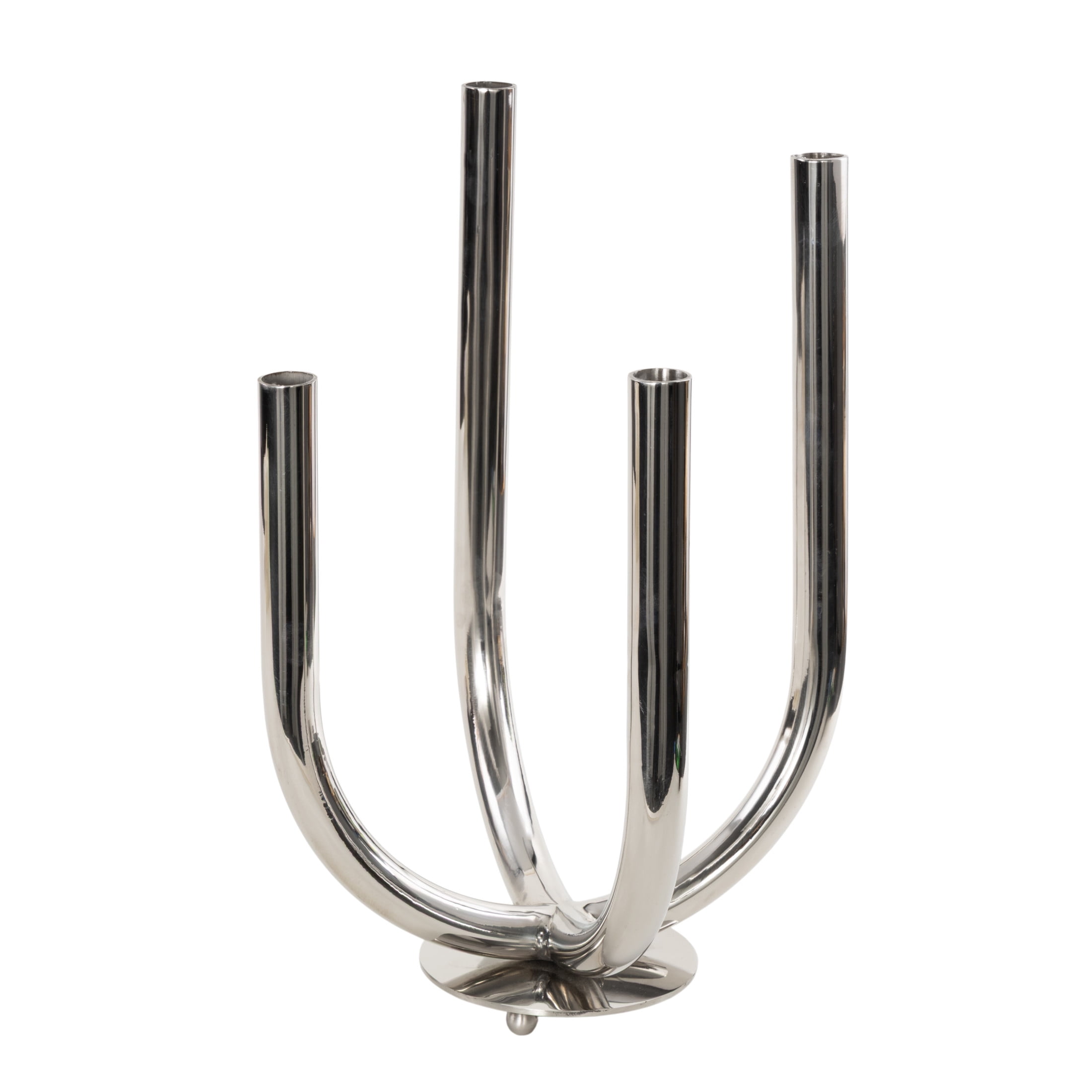 DecMode 4 Holder Silver Stainless Steel Metal Abstract U-Shaped Candelabra