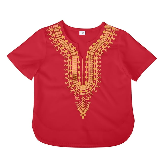 MEZZALL Chemise Décontractée Ample Dashiki Classique Africain pour Tout-Petits Garçons Filles, 4-5 Ans
