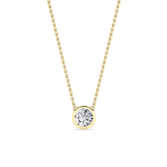 Fireborn Round-Shaped Diamond, Sterling Silver Necklace for Women, 0.5 CTW, 2.47 g, 14K Yellow Gold