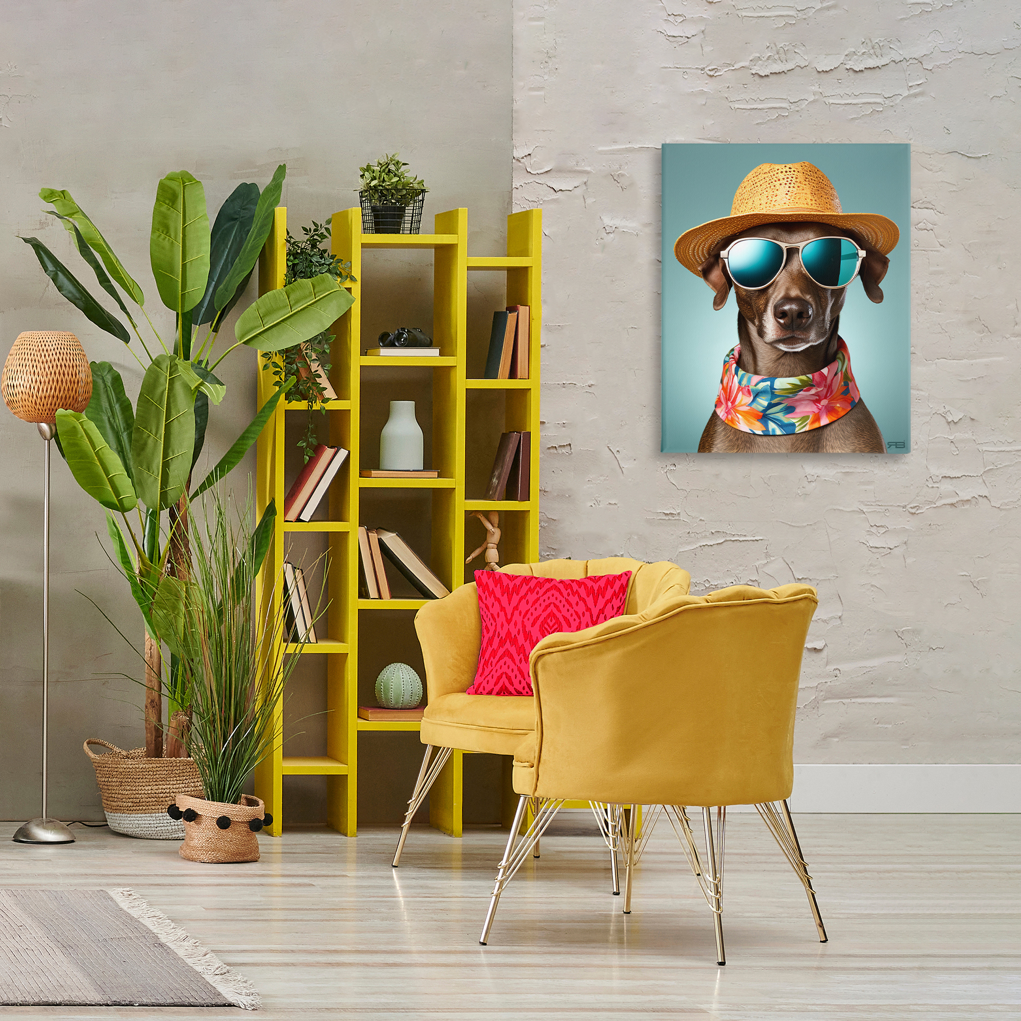 Stupell Industries Beach Ready Pup Animals & Insects Painting Gallery Wrapped Canvas Art Print Wall Art, 24 x 30