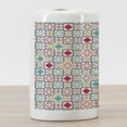 thumbnail image 3 of Quatrefoil Ceramic Toothbrush Holder, Traditional Tile Pattern Clovers Lattice Oriental Art Print, Decorative Versatile Countertop for Bathroom, 4.5" X 2.7", Blue Green, by Ambesonne, 3 of 4