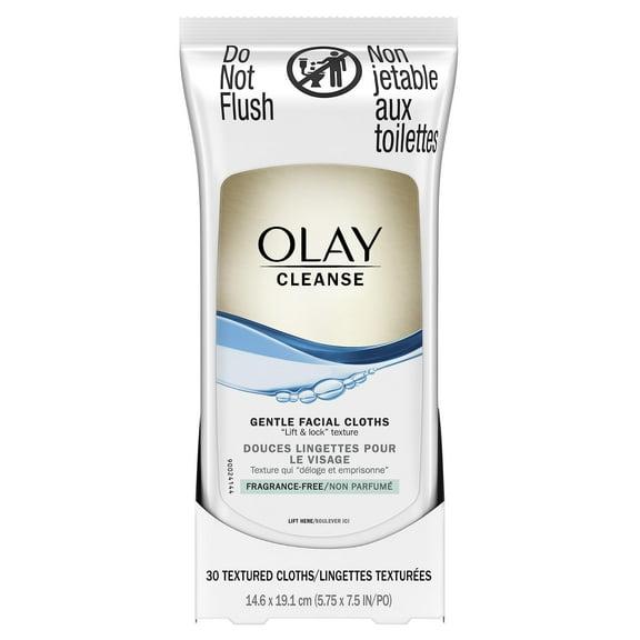 Olay Wet Cleansing Cloths Gentle Clean, Sensitive/Fragrance-Free 30 Ea (Pack Of 2)