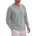 thumbnail image 4 of INSPIRE CHIC Men's Cotton Linen Shirt Long Sleeve Button Down Casual Shirts L Gray, 4 of 6