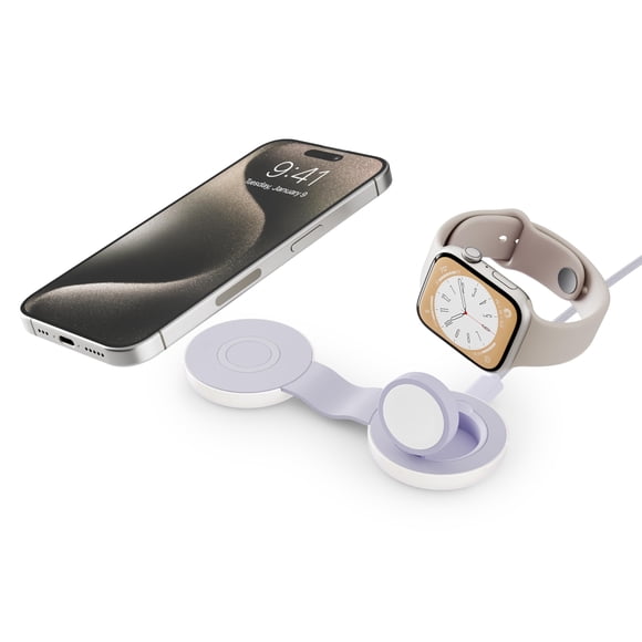 Butterfly SE 2-in-1 Compact Foldable Wireless Travel Charger, 15W MagSafe Duo Charging for iPhone, Airpods, and Apple Watch, Iridescent