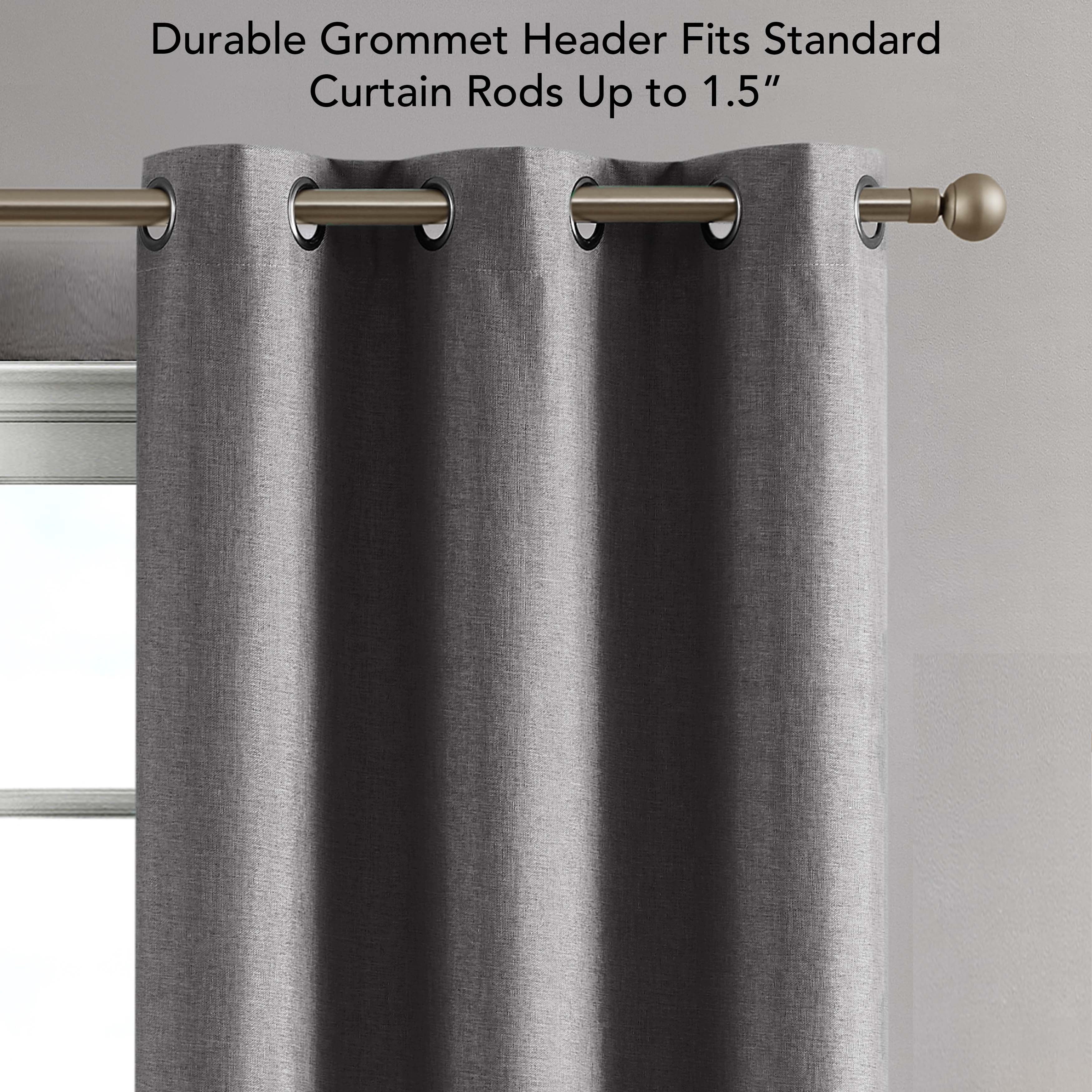 Legrae Blackout Thermal Insulated Grommet Curtains, Set of 4 Panels with Tiebacks, Titanium Grey, 38" x 84"