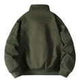 thumbnail image 3 of Dagegui Winter Jacket for Men Fleece Lined Stand Collar Coats Stylish Zip Up Warm Bomber Jackets Solid Color Going Out Outwear with Pocket Army Green XXXL, 3 of 3