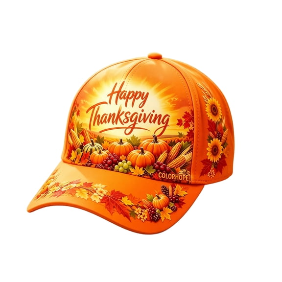 Voska Thanksgiving Harvest Baseball Cap Adjustable Fall Autumn Turkey Pumpkin Printed Hat Adult Casual Holiday Party Accessory A One Size