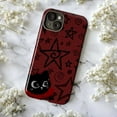 thumbnail image 5 of Cute Black Cat with Big Eyes and Star Pattern Phone Case, Artistic Protective Cover for iPhone 17 16 15 14 13 12 11 Plus Pro Plus Mini, 5 of 6