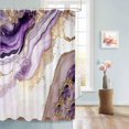 thumbnail image 3 of Abstract Marble Spring Shower Curtain, Purple Gold White Shower Curtain Set with Hooks, Spring Summer Waterproof Fabric Shower Curtains for Bathroom Decor, 72x84 Inch Bath Curtain, 3 of 6