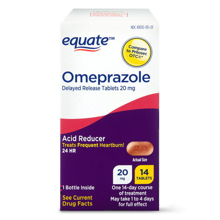 Equate Acid Reducer Omeprazole Delayed Release Tablets 20 mg, 14 (Best Over Counter Acid Reflux Medicine)