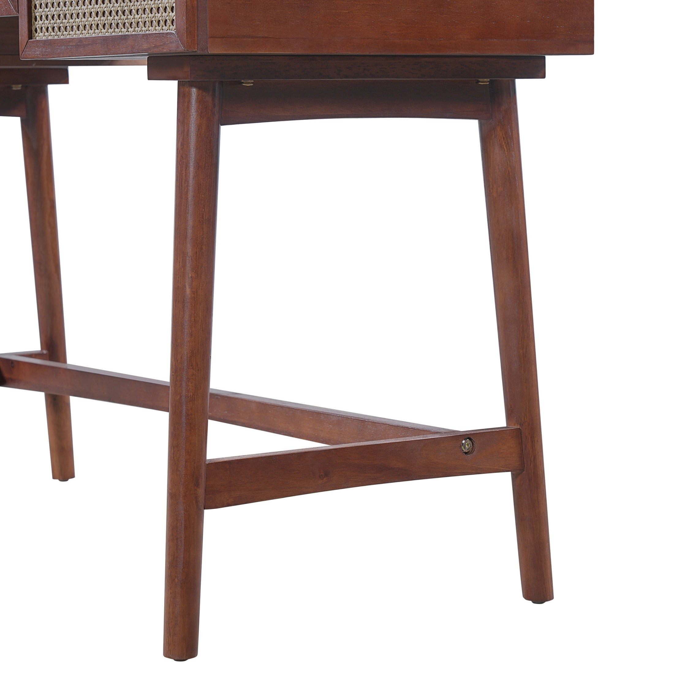Christopher Knight Home 51" Writing Desk with 3 Rattan Drawers, Wood Vanity Workstation, Brown