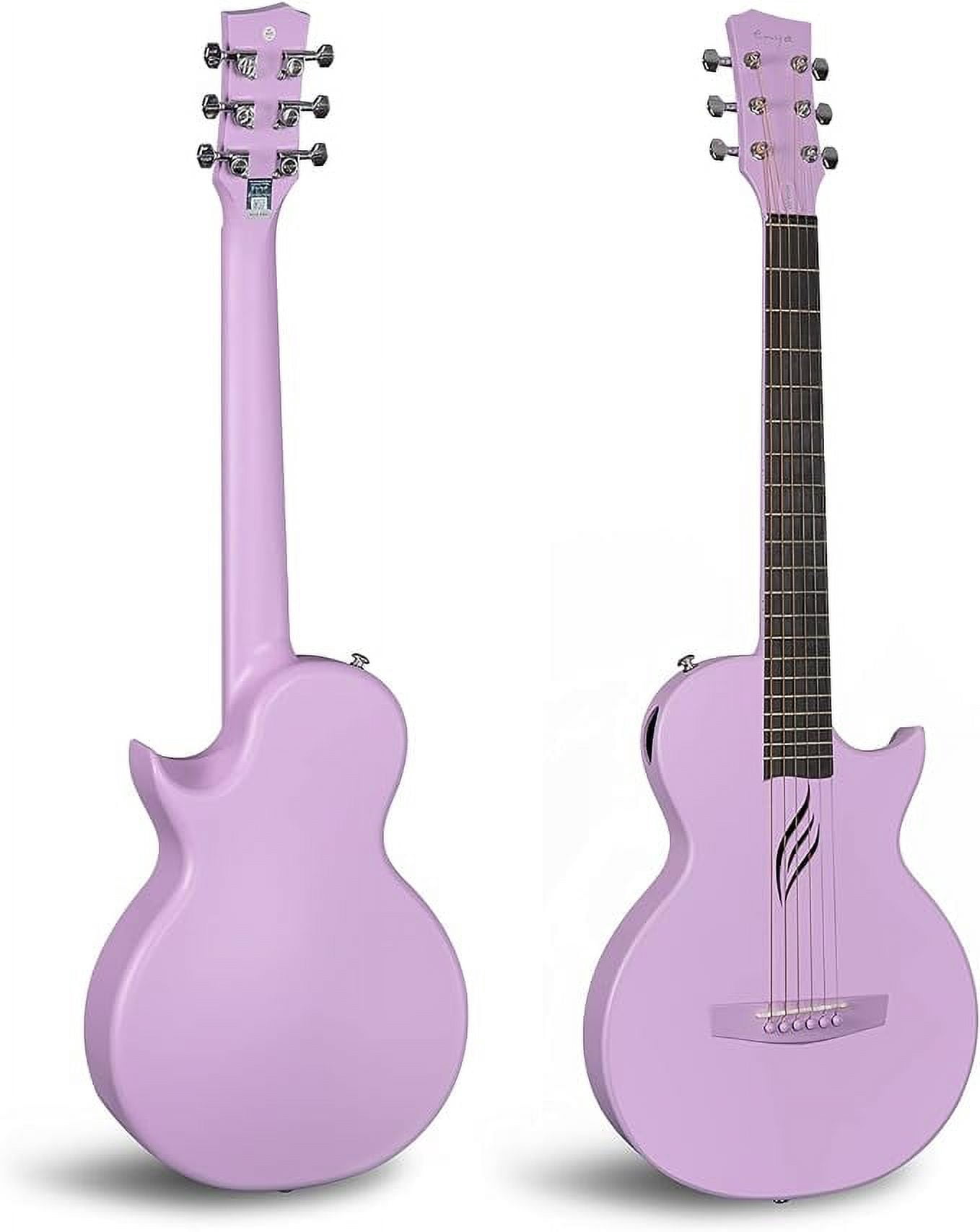 Enya Nova Go Carbon Fiber Acoustic Guitar 1/2 Size Beginner Adult Travel Acustica Guitarra w/Starter Bundle Kit of Colorful Gift Packaging, Acoustic Guitar Strap, Gig Bag, Cleaning Cloth (Purple)