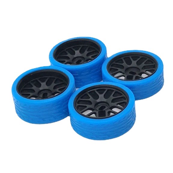 Llanta de rueda de Metal Vogacara para coche de Control remoto 26,5mm 4 piezas negro+azul