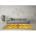 thumbnail image 3 of Ahgly Company Indoor Round Oriental Yellow Modern Area Rugs, 5' Round, 3 of 4