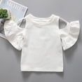 thumbnail image 3 of Xudanell Preemie Clothes Girl Ruffle Sleeve Cute Shirts off Shoulder Funny Tshirts Girls White T Shirt White 6-12 Months, 3 of 4