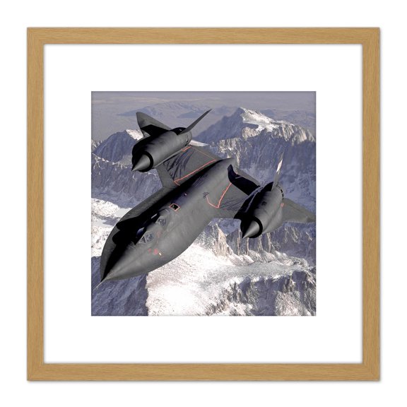Military USA USAF SR-71B Blackbird Aircraft Photo 8X8 Inch Square Wooden Framed Wall Art Print Picture with Mount