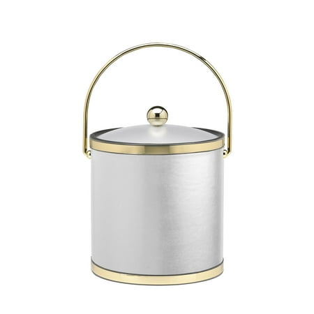 Kraftware Sophisticates White W/ Polished Gold 3 Qt Ice Bucket W/ Bale Handle...